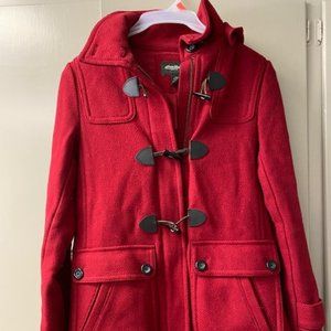 Red Eddie Bauer Wool Hooded Coat Size XS
